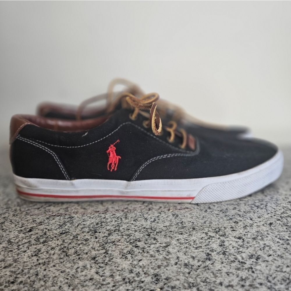 Polo Ralph Lauren Vintage Vaughn Canvas Leather Lace Boat Shoes Men's 13D